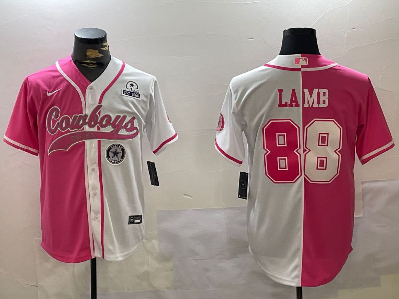 Men Dallas Cowboys #88 Lamb white pink Joint Name 2024 Nike Limited NFL Jersey style 6